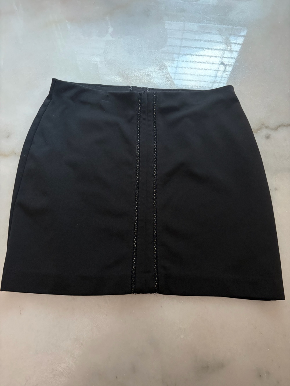 Express Black Mini Skirt with Center Beaded Trim